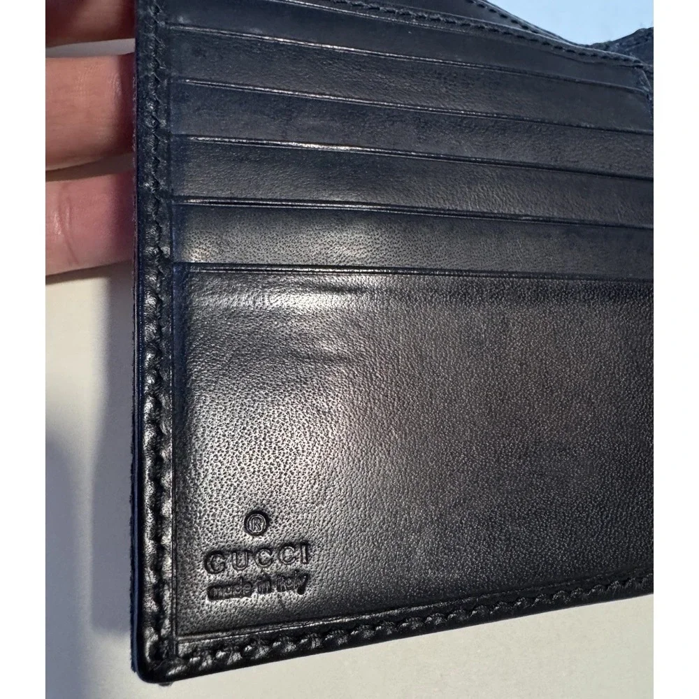 Gucci Wallet Canvas / Leather Tri-Fold Black Coin Bill and Card Holder - Picture 3 of 13